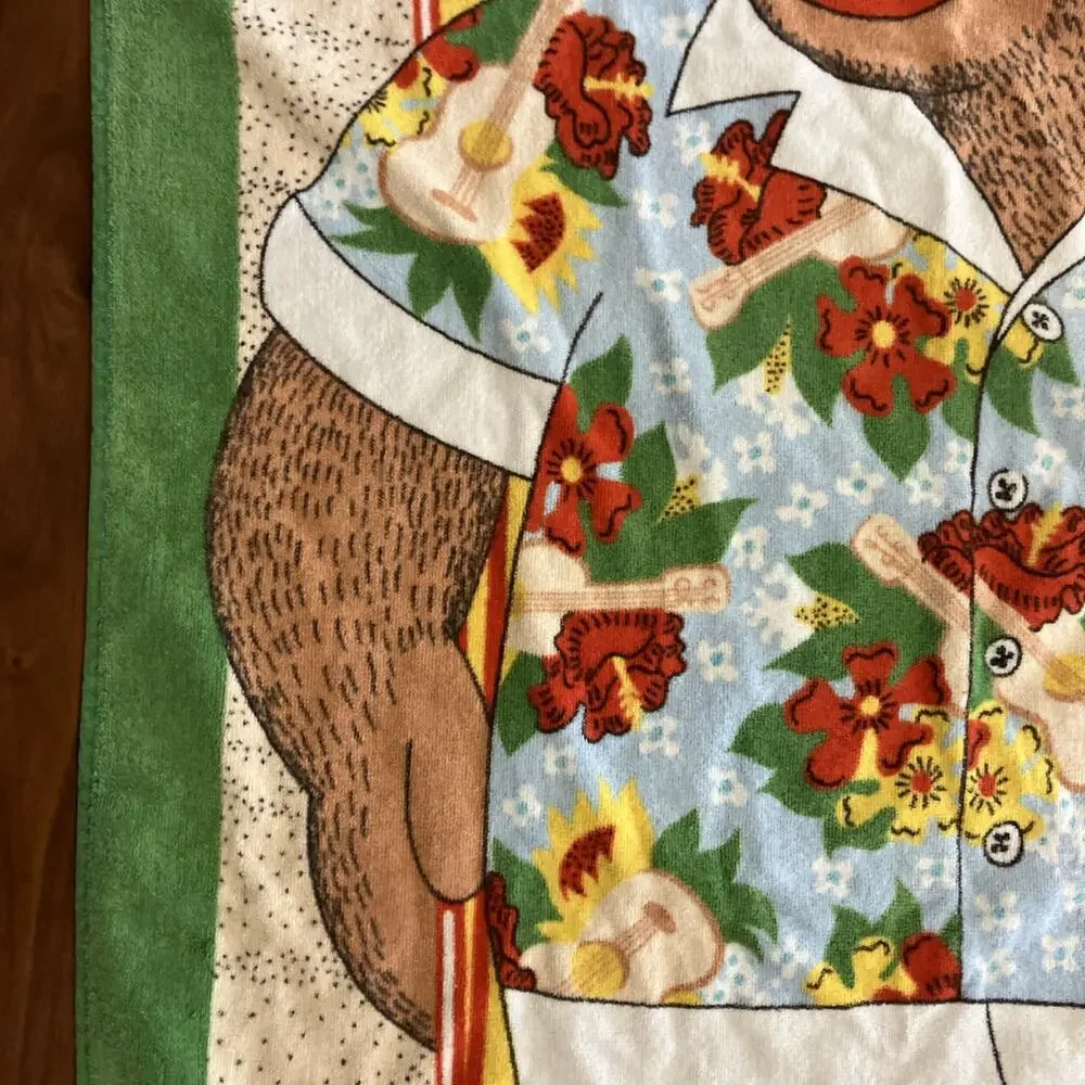 Vintage Seven Seas Duke Surfing Bear Hawaii Bear Unique RARE Beach Towel Cotton